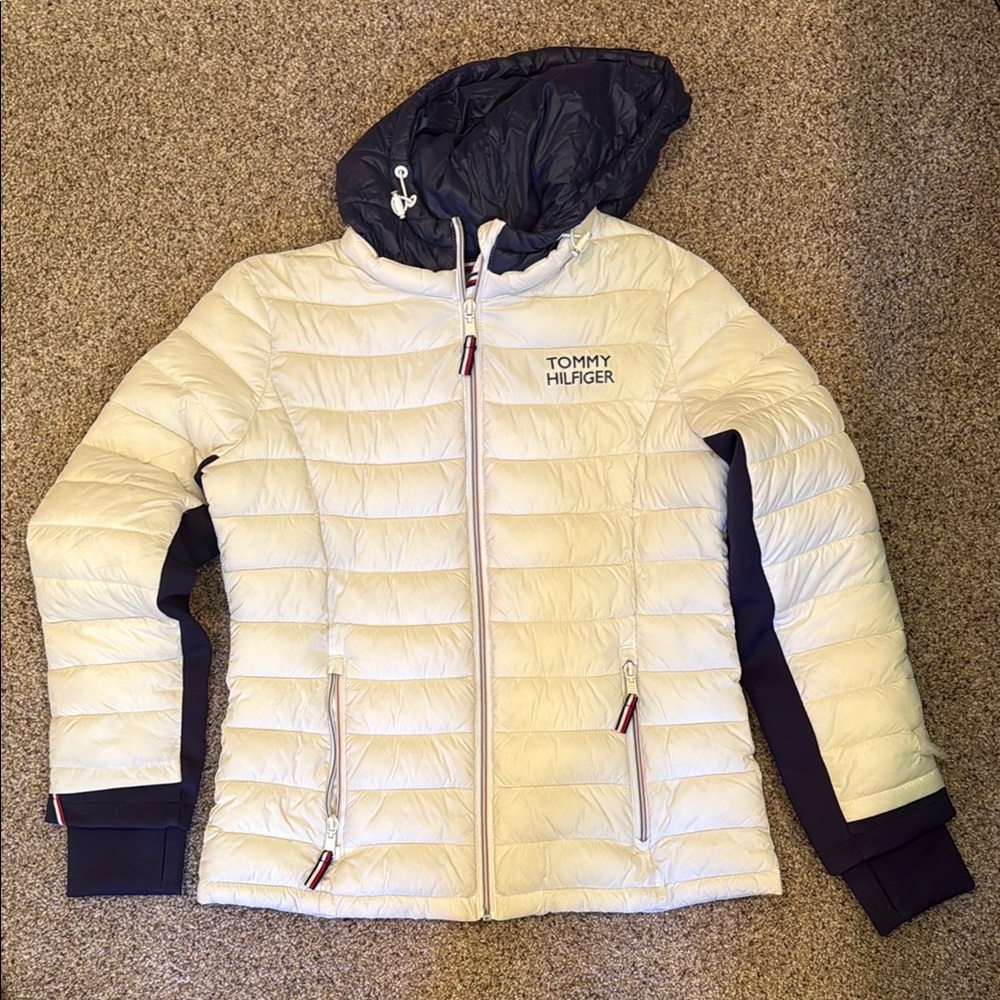 Tommy Hilfiger Cream and Black Puffer Jacket
